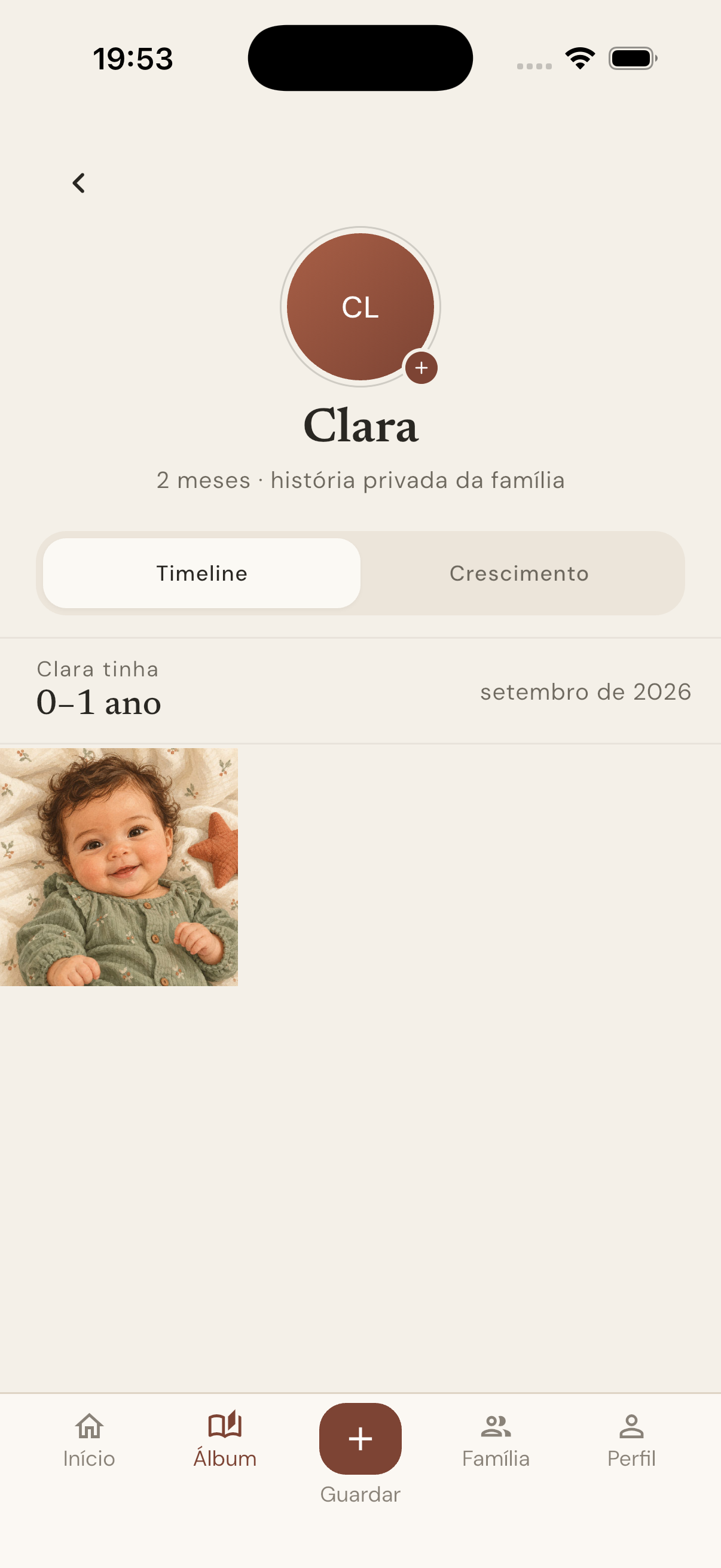 Timeline da criança organizada por idade